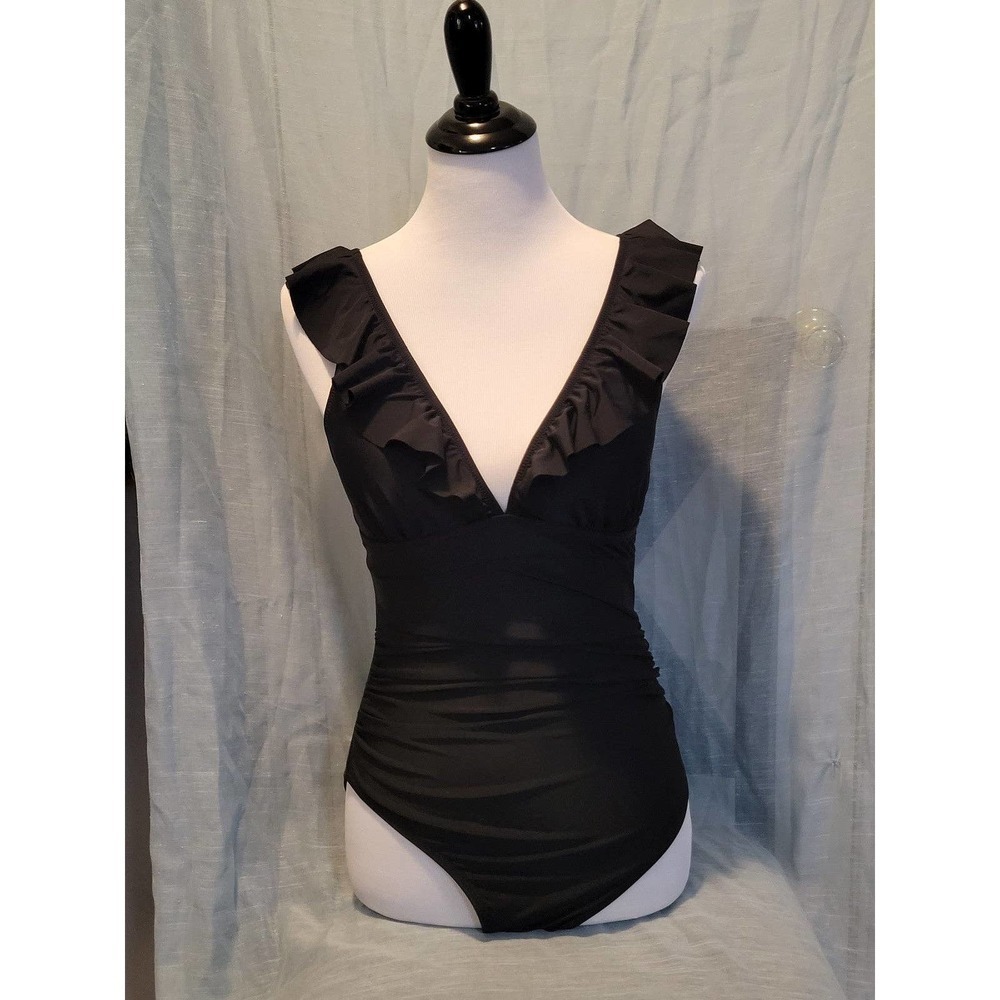 NWT Black Ruffles Swimsuit One Piece medium